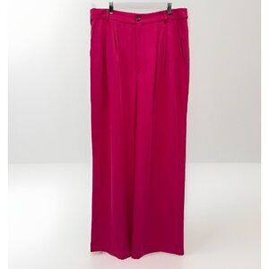 Reformation Womens Mason Relaxed Fit Pants in Corvette Hot Pink Wide Leg Size 12